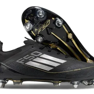 Adidas F50 Black Gold Low-Cut Synthetic Upper Sprintweb Cage Firm-Ground Soccer Shoes