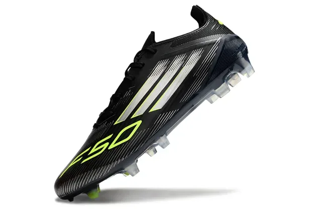 Adidas F50 Noir Vert Bas Coupe Upper Synthétique Lacets Asymétriques Firm-Ground Chaussures de Football 3