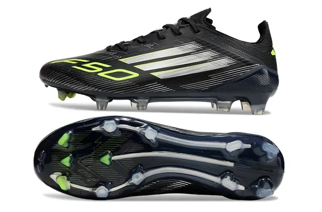 Adidas F50 Noir Vert Bas Coupe Upper Synthétique Lacets Asymétriques Firm-Ground Chaussures de Football 6