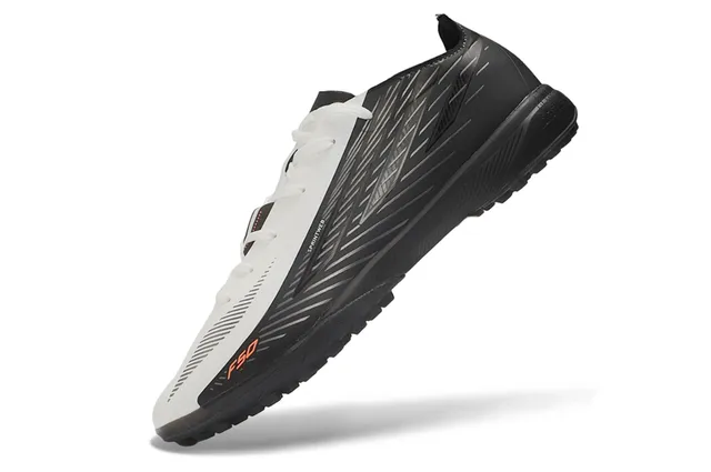 Adidas F50 Noir Orange Haut Synthétique Texture Côtière Diagonale Chaussures de Football Turf 3