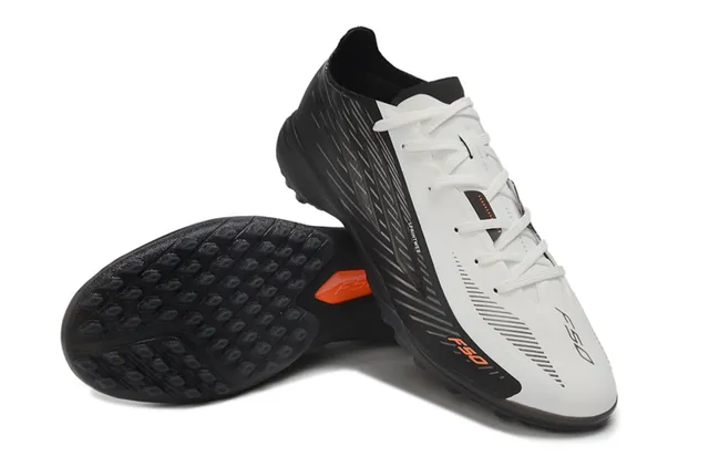 Adidas F50 Noir Orange Haut Synthétique Texture Côtière Diagonale Chaussures de Football Turf 4