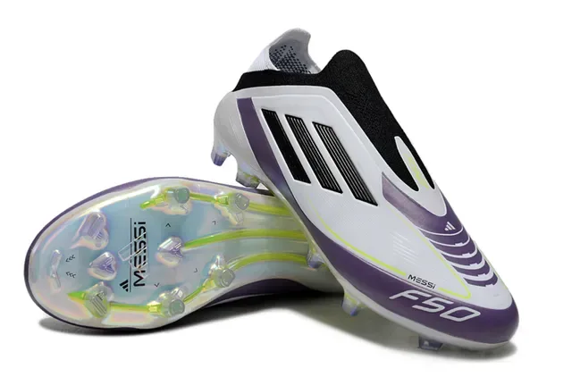 Adidas F50 Messi White Purple Iridescent Firm Ground Chuteiras 4