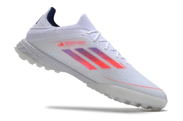 Adidas F50 White Red Lightweight Knit Upper Gradient Stripe Design Turf Soccer Shoes 2