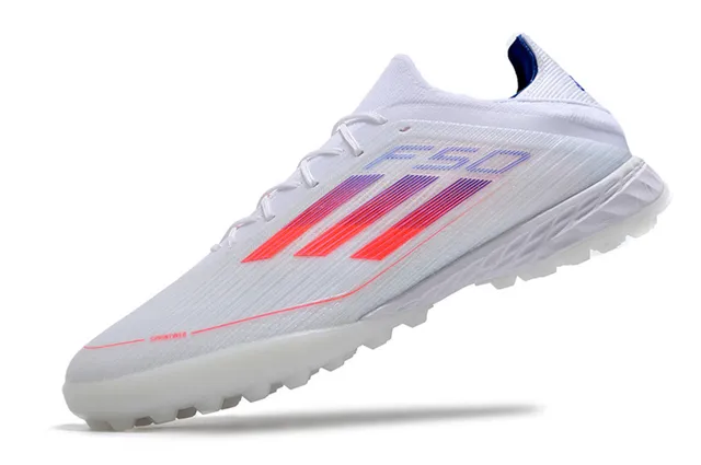 Adidas F50 White Red Lightweight Knit Upper Gradient Stripe Design Turf Soccer Shoes 3
