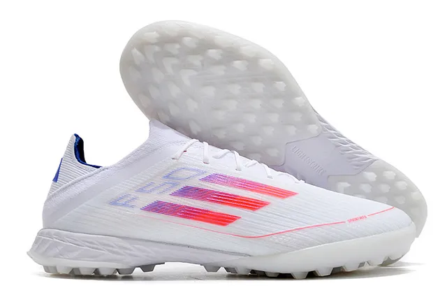 Adidas F50 White Red Lightweight Knit Upper Gradient Stripe Design Turf Soccer Shoes 5