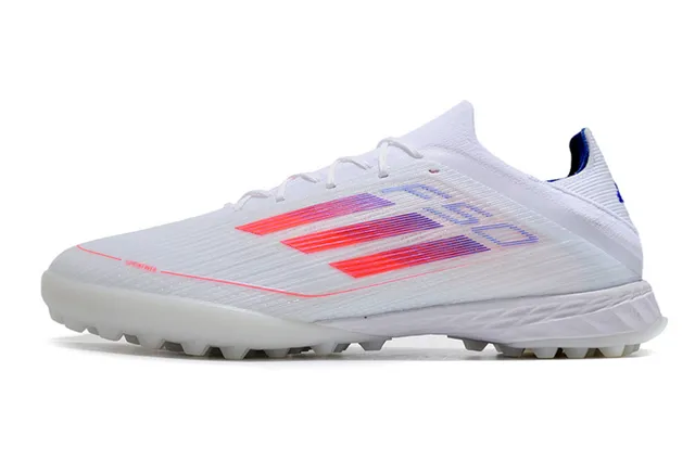 Adidas F50 White Red Lightweight Knit Upper Gradient Stripe Design Turf Soccer Shoes 7