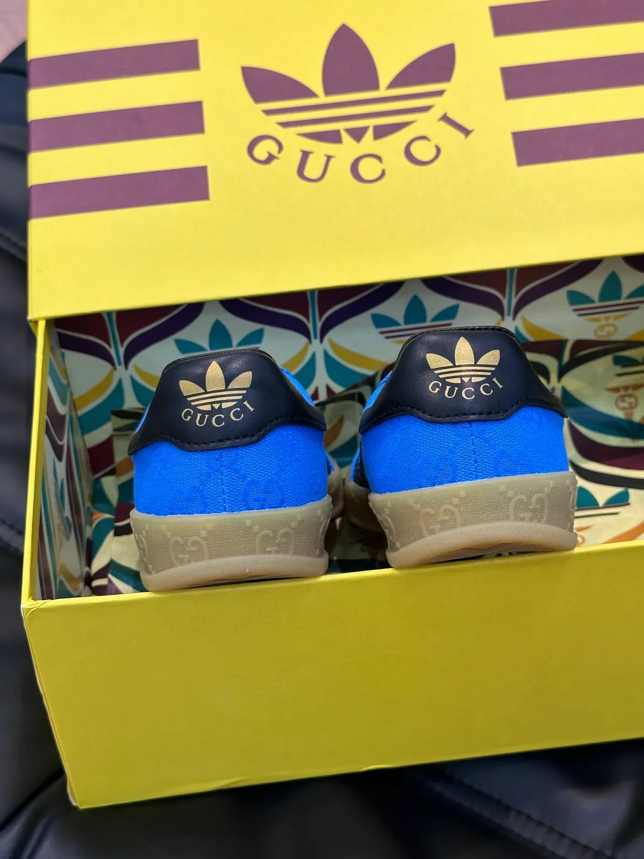 Adidas Gazelle Blue and Black Gucci Monogram Lifestyle Sneakers 4