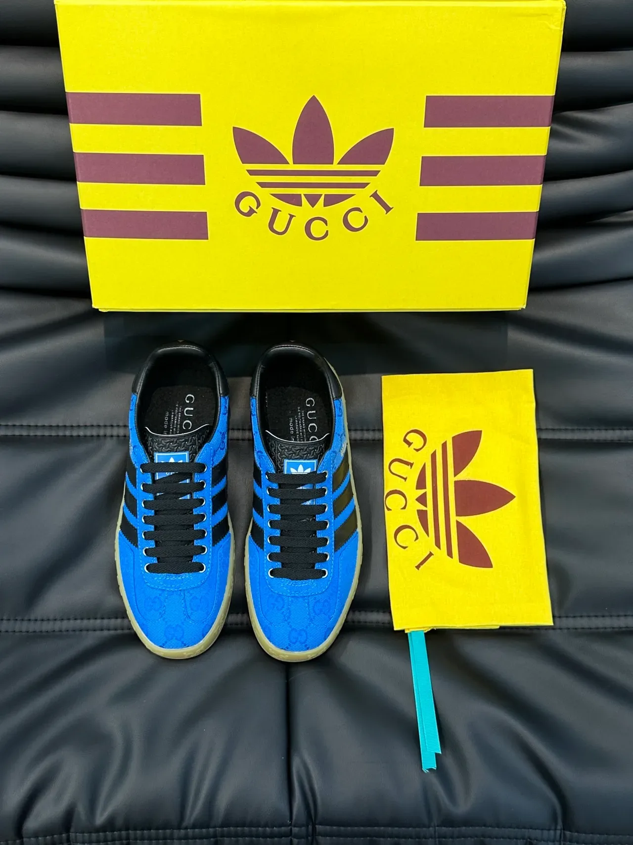 Adidas Gazelle Blue and Black Gucci Monogram Lifestyle Sneakers 5
