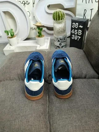 Adidas Gazelle Blue Suede White Stripes Gum Sole Lifestyle Sneakers 8