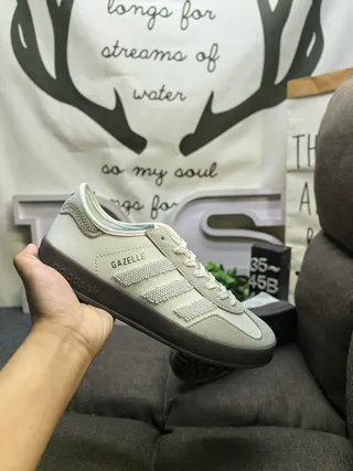 Adidas Gazelle Off-White and Gray Lifestyle Sneakers 5