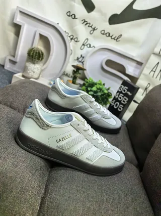 Adidas Gazelle Off-White and Gray Lifestyle Sneakers 9