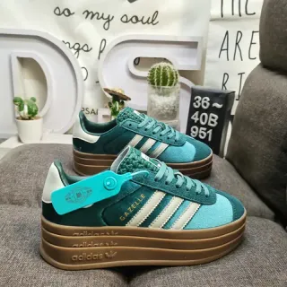Adidas Gazelle Teal and White Platform Lifestyle Sneakers