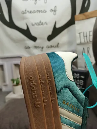 Adidas Gazelle Teal and White Platform Lifestyle Sneakers 3