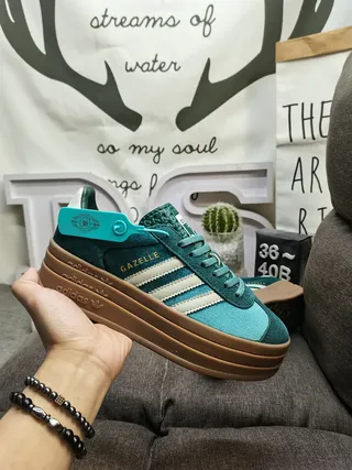 Adidas Gazelle Teal and White Platform Lifestyle Sneakers 5