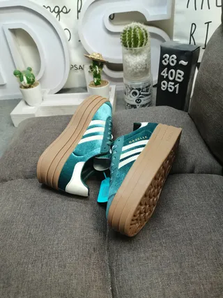 Adidas Gazelle Teal and White Platform Lifestyle Sneakers 6
