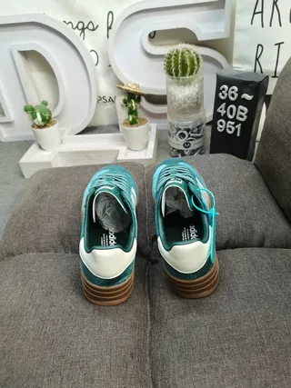 Adidas Gazelle Teal and White Platform Lifestyle Sneakers 7