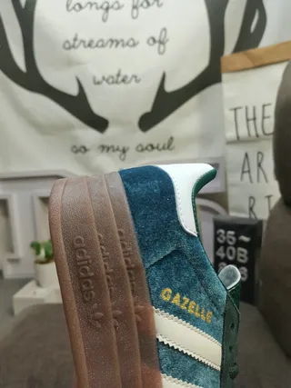 Adidas Gazelle Teal Suede and White Lifestyle Sneakers 3