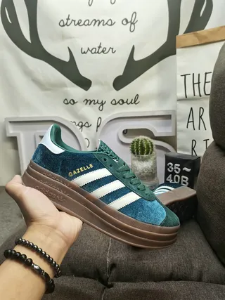 Adidas Gazelle Teal Suede and White Lifestyle Sneakers 5