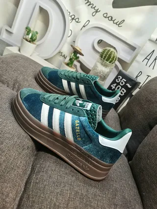 Adidas Gazelle Teal Suede and White Lifestyle Sneakers 7