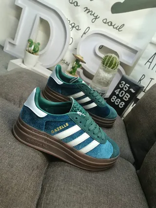 Adidas Gazelle Teal Suede and White Lifestyle Sneakers 9