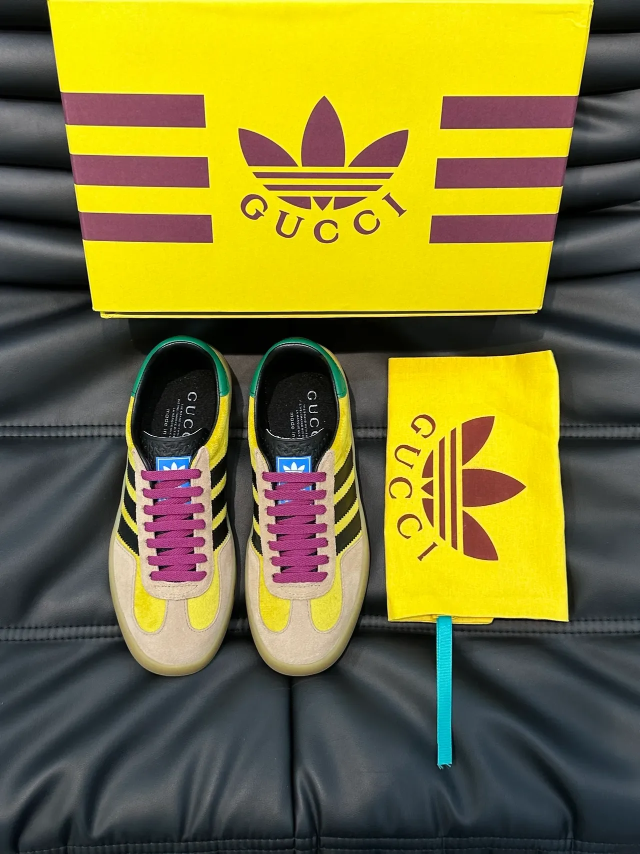 Adidas Gazelle पीला काला मैजेंटा हरा लाइफस्टाइल स्नीकर 5