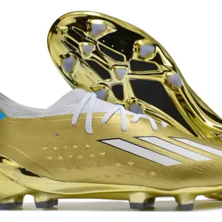 Adidas Gold Blue Metallic Finish Textured Synthetic Upper Firm-Ground Soccer Shoes