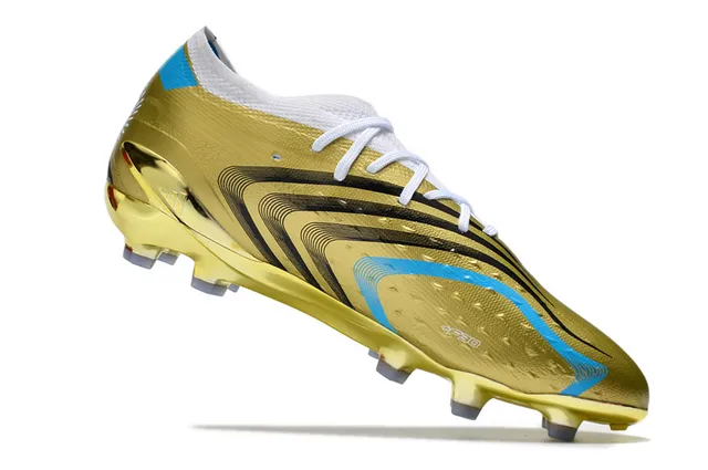 Adidas Gold Blue Metallic Finish Textured Synthetic Upper Firm-Ground Soccer Shoes 2