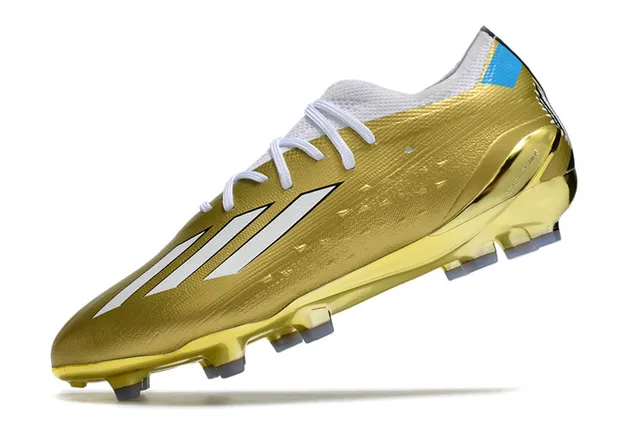 Adidas Gold Blue Metallic Finish Textured Synthetic Upper Firm-Ground Soccer Shoes 3