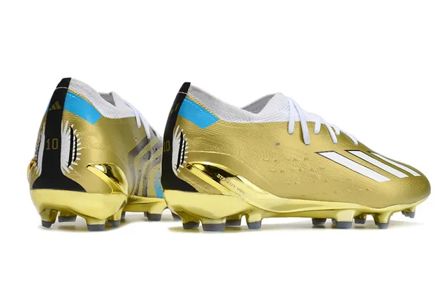 Adidas Gold Blue Metallic Finish Textured Synthetic Upper Firm-Ground Soccer Shoes 5