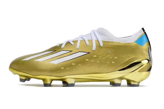Adidas Gold Blue Metallic Finish Textured Synthetic Upper Firm-Ground Soccer Shoes 7