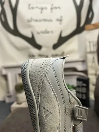 Adidas Gray Beige Laceless Dual-Strap Closure Molded Monochrome Upper Lifestyle Sneakers 3