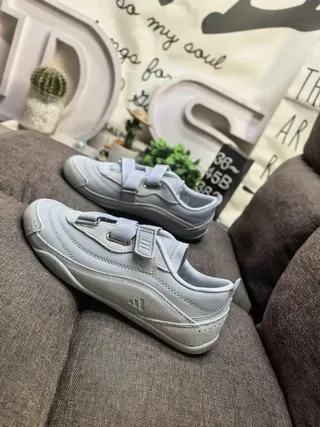 Adidas Gray Beige Laceless Dual-Strap Closure Molded Monochrome Upper Lifestyle Sneakers 7