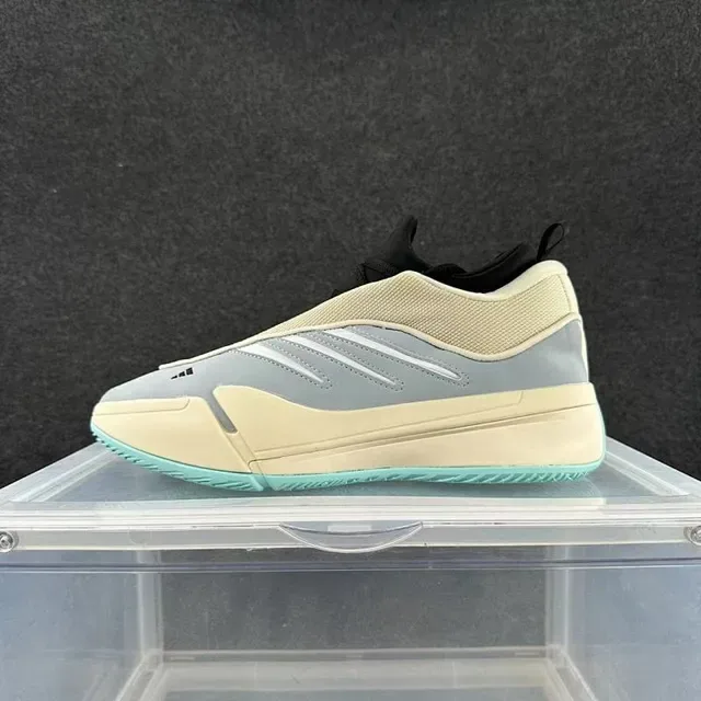 Adidas Gray Beige Slip-On Layered Synthetic-Mesh Lifestyle Sneakers 2