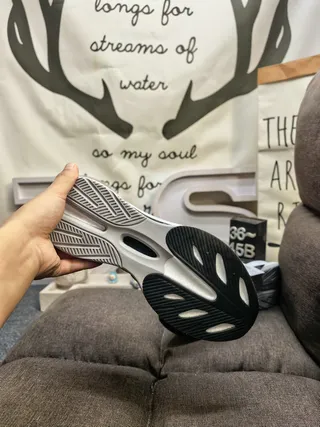 Adidas Gray Green Engineered Mesh Upper Three-Stripe Side Branding Running Shoes 4