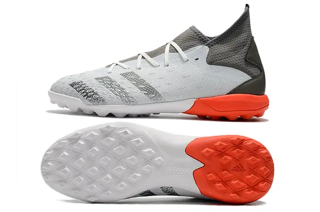 Adidas Chaussures de football turf gris orange col tricoté texturé synthétique jaula avant-pied 10