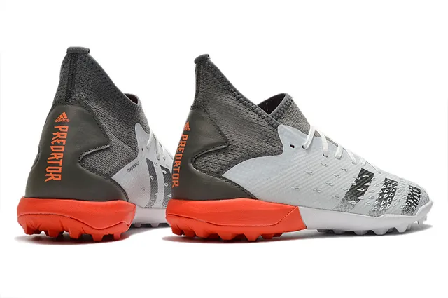 Adidas Chaussures de football turf gris orange col tricoté texturé synthétique jaula avant-pied 15