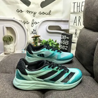Adidas Green Black Lightweight Mesh Upper Gradient Mint-Teal Colorway Lifestyle Sneakers