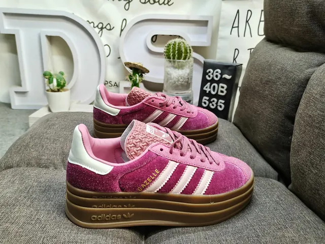 Adidas Green Brown Platform Sole Velvet-Textured Upper Lifestyle Sneakers 11