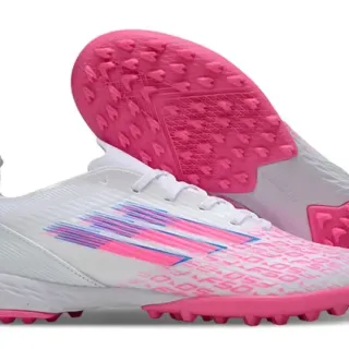 Adidas Liga White Pink Low-Cut Synthetic Upper Molded Conical Studs Artificial-Grass Soccer Shoes