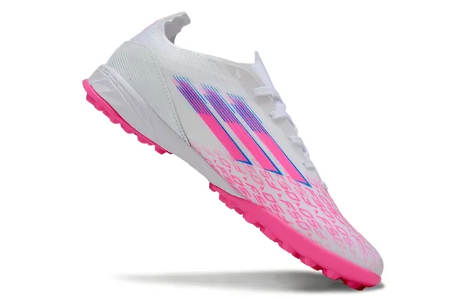 Adidas Liga Blanc et Rose Low-Cut Upper Synthétique Studs Coniques Moldés Gazon Artificiel Chaussures de Football 2