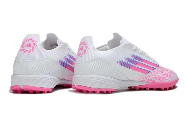 Adidas Liga Blanc et Rose Low-Cut Upper Synthétique Studs Coniques Moldés Gazon Artificiel Chaussures de Football 6