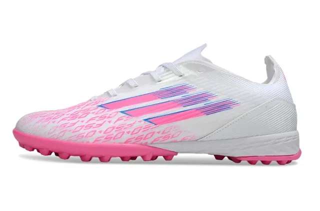 Adidas Liga Blanc et Rose Low-Cut Upper Synthétique Studs Coniques Moldés Gazon Artificiel Chaussures de Football 8