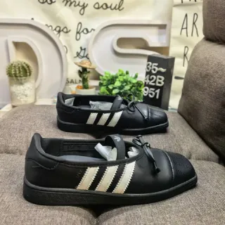 Adidas Mary Jane Black White Laceless Three-Stripe Side Panel Mary Jane Shoes