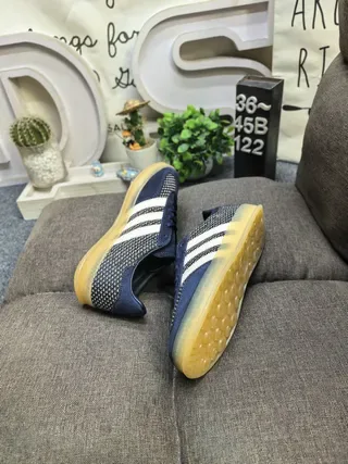 Adidas Navy Beige Low-Top Knit-Mesh Upper Lifestyle Sneakers 6