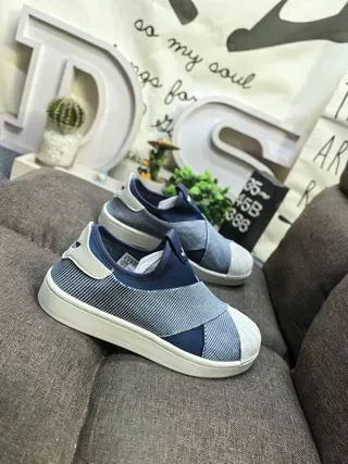 Adidas Navy Blue Slip-On Knit-Panelled Lifestyle Sneakers 9