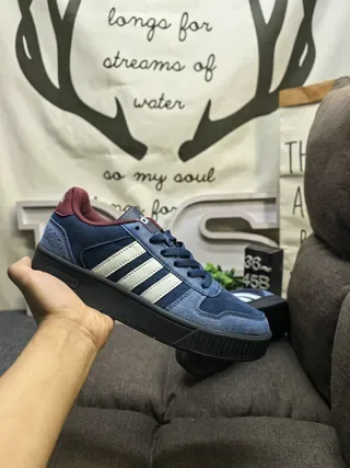 Adidas Navy Pink Low-Top Suede-and-Textile Upper Lifestyle Sneakers 5