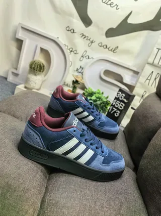 Adidas Navy Pink Low-Top Suede-and-Textile Upper Lifestyle Sneakers 9