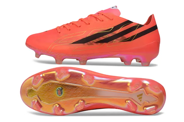 Adidas Orange Black Low-Cut Synthetic Upper Asymmetric Lacing Firm-Ground Soccer Shoes 6