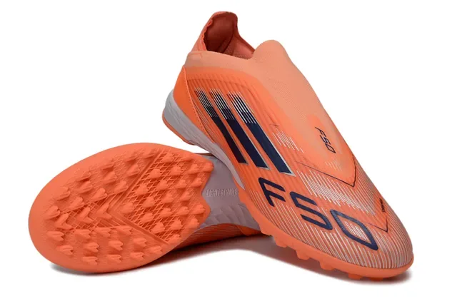 Adidas Sapatos de futebol Turf laranja navy low-cut upper sintético studs cónicos 4