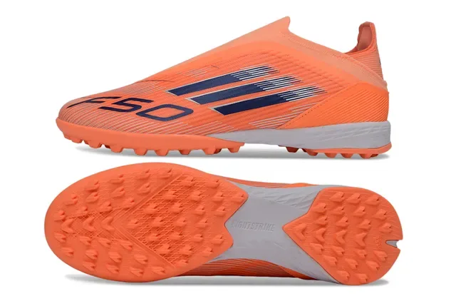 Adidas Sapatos de futebol Turf laranja navy low-cut upper sintético studs cónicos 7